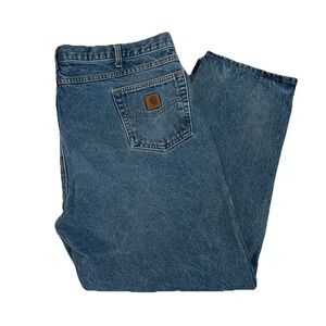 Men's Carhartt Relaxed Fit Blue Denim‎ Jeans B17-DST Sz 46x32